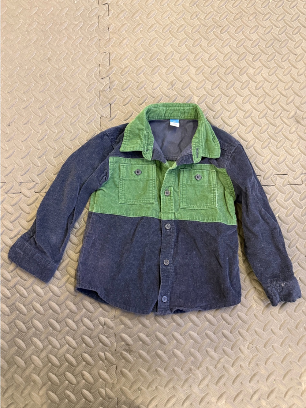 Old Navy Green and Navy Corduroy Panel Jacket